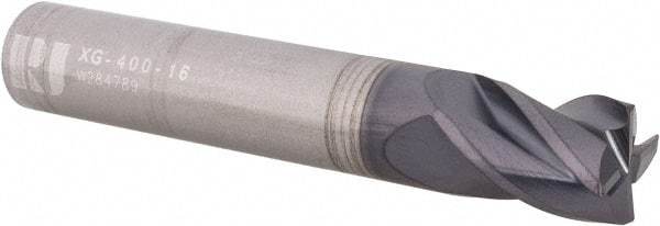 RobbJack - 1/2" Diam, Fine Pitch, 5/8" LOC, 4 Flute Solid Carbide 0.025-0.027" Corner Radius Roughing End Mill - AlTiN Finish, 3" OAL, 1/2" Shank Diam, Single End, Centercutting - USA Tool & Supply