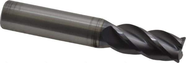 RobbJack - 1/2" Diam, Fine Pitch, 1" LOC, 4 Flute Solid Carbide 0.025-0.027" Corner Radius Roughing End Mill - AlTiN Finish, 3" OAL, 1/2" Shank Diam, Single End, Centercutting - USA Tool & Supply