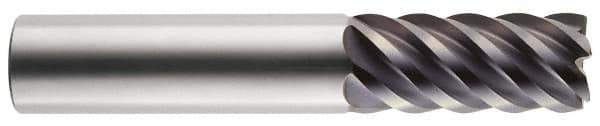 RobbJack - 1", 8 Flute, Single End, Solid Carbide, 0.09" Corner Radius End Mill - 5" OAL, 45° Helix, Right Hand Flute, 2" LOC, Right Hand Cut - USA Tool & Supply