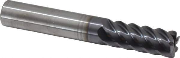 RobbJack - 3/8", 6 Flute, Single End, Solid Carbide, 0.03" Corner Radius End Mill - 2-1/2" OAL, 45° Helix, Right Hand Flute, 7/8" LOC, Right Hand Cut - USA Tool & Supply