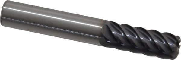 RobbJack - 3/8", 6 Flute, Single End, Solid Carbide, 0.09" Corner Radius End Mill - 2-1/2" OAL, 45° Helix, Right Hand Flute, 7/8" LOC, Right Hand Cut - USA Tool & Supply
