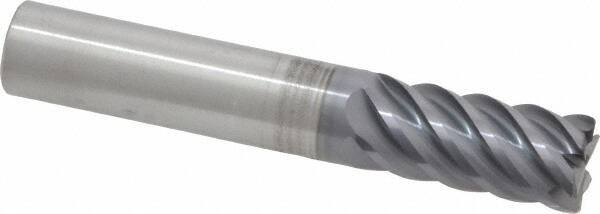RobbJack - 1/2", 6 Flute, Single End, Solid Carbide, 0.03" Corner Radius End Mill - 3" OAL, 45° Helix, Right Hand Flute, 1" LOC, Right Hand Cut - USA Tool & Supply