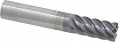 RobbJack - 1/2", 6 Flute, Single End, Solid Carbide, 0.03" Corner Radius End Mill - 3" OAL, 45° Helix, Right Hand Flute, 1" LOC, Right Hand Cut - USA Tool & Supply