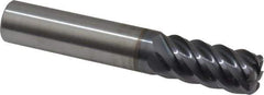 RobbJack - 1/2", 6 Flute, Single End, Solid Carbide, 0.09" Corner Radius End Mill - 3" OAL, 45° Helix, Right Hand Flute, 1" LOC, Right Hand Cut - USA Tool & Supply