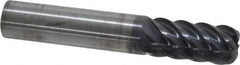 RobbJack - 1/2", 6 Flute, Single End, Solid Carbide, 0.12" Corner Radius End Mill - 3" OAL, 45° Helix, Right Hand Flute, 1" LOC, Right Hand Cut - USA Tool & Supply