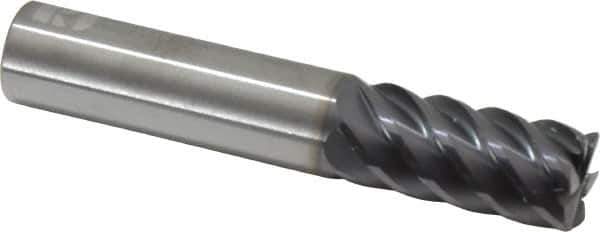 RobbJack - 5/8", 6 Flute, Single End, Solid Carbide, 0.03" Corner Radius End Mill - 3-1/2" OAL, 45° Helix, Right Hand Flute, 1-1/4" LOC, Right Hand Cut - USA Tool & Supply