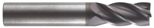 RobbJack - 5/8" Diam, Fine Pitch, 1-1/4" LOC, 4 Flute Solid Carbide 0.027-0.029" Corner Radius Roughing End Mill - AlTiN Finish, 3-1/2" OAL, 5/8" Shank Diam, Single End, Centercutting - USA Tool & Supply