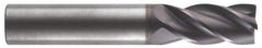 RobbJack - 5/8" Diam, Fine Pitch, 3/4" LOC, 4 Flute Solid Carbide 0.027-0.029" Corner Radius Roughing End Mill - AlTiN Finish, 3-1/2" OAL, 5/8" Shank Diam, Single End, Centercutting - USA Tool & Supply
