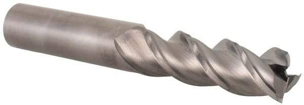 Niagara Cutter - 3/4", 2-1/4" LOC, 3/4" Shank Diam, 5" OAL, 3 Flute, Solid Carbide Square End Mill - Single End, Uncoated, Spiral Flute, 45° Helix, Centercutting, Right Hand Cut, Right Hand Flute, Series A345 - USA Tool & Supply