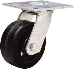 Hamilton - 5" Diam x 2" Wide x 6-1/2" OAH Top Plate Mount Swivel Caster - Phenolic, 900 Lb Capacity, Straight Roller Bearing, 5 x 5-1/2" Plate - USA Tool & Supply