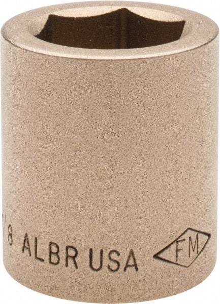 Ampco - 7/8", 1/2" Drive, Standard Hand Socket - 6 Points, 1-1/2" OAL, Aluminum Bronze - USA Tool & Supply