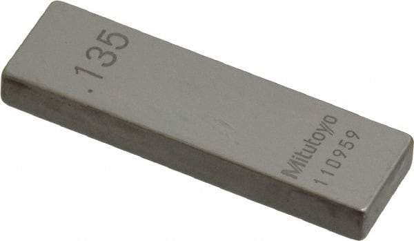 Mitutoyo - 0.135" Rectangular Steel Gage Block - Accuracy Grade AS-1, Includes Certificate of Inspection - USA Tool & Supply