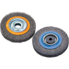 WALTER Surface Technologies - 8" OD, 1-1/4" Arbor Hole, Crimped Stainless Steel Wheel Brush - 1" Face Width, 0.0118" Filament Diam, 4,500 RPM - USA Tool & Supply