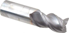 Niagara Cutter - 3/4", 1" LOC, 3/4" Shank Diam, 3" OAL, 3 Flute, Solid Carbide Square End Mill - Single End, TiCN Finish, Spiral Flute, 45° Helix, Centercutting, Right Hand Cut, Right Hand Flute, Series A345 - USA Tool & Supply