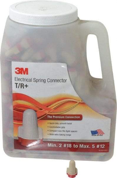 3M - 2, 18 to 5, 12 AWG, 600 Volt, Flame Retardant, Wing Twist on Wire Connector - Red & Tan, 221°F - USA Tool & Supply