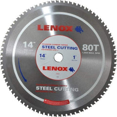 Lenox - 14" Diam, 1" Arbor Hole Diam, 80 Tooth Wet & Dry Cut Saw Blade - Titanium Carbide-Tipped, General Purpose Action, Standard Round Arbor - USA Tool & Supply