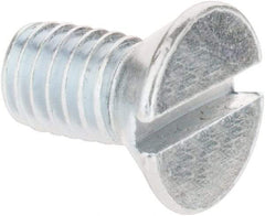 Import - #10-32 UNF, 3/8" OAL Slotted Drive Machine Screw - Flat Head, Grade 2 Steel, Zinc-Plated Finish, Without Washer - USA Tool & Supply