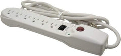 Hubbell Wiring Device-Kellems - 6 Outlets, 125 Volts, 15 Amps, 6' Cord, Power Outlet Strip - Free Hanging Mount, 5-15R NEMA Configuration - USA Tool & Supply