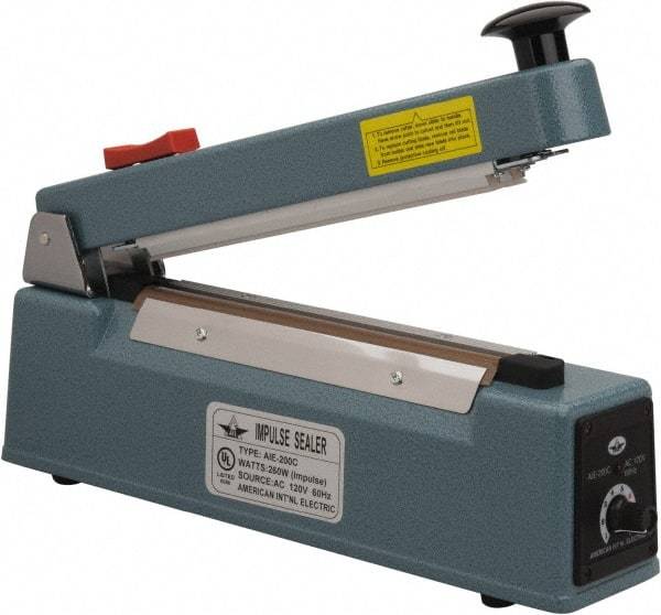 Value Collection - 8" Max Seal, 6 mil Thick, Table Top Thermal Impulse Sealer with Cutter - 260 Watts - USA Tool & Supply