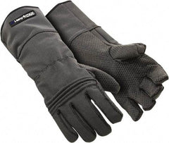 HexArmor - Size L (9), ANSI Cut Lvl A9, Puncture Lvl 3, Silicone Rubber Coated SuperFabric Cut Resistant Gloves - Palm Coated, Dyneema Lining, Gauntlet Cuff, Gray, Paired - USA Tool & Supply