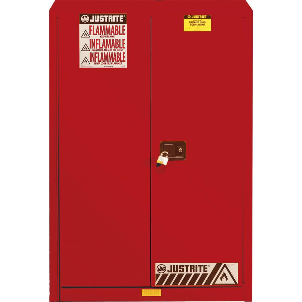 Justrite - 2 Door 2 Shelf 45 Gal Safety Cabinet for Flammable Substances - Exact Industrial Supply