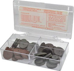 Cratex - 38 Piece Rubberized Small Abrasive Wheel Set - Mounted on 1/8" Diam Shank, Mandrels Included - USA Tool & Supply
