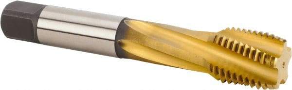 Kennametal - M24x3.00 Metric 4 Flute 6HX Modified Bottoming Spiral Flute Tap - Powdered Metal, TiN Finish, 160mm OAL, Right Hand Flute, Right Hand Thread, Series T650 - USA Tool & Supply