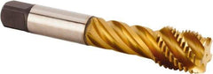 Kennametal - M30x3.50 Metric 5 Flute 6HX Modified Bottoming Spiral Flute Tap - Powdered Metal, TiCN/TiN Finish, 180mm OAL, Right Hand Flute, Right Hand Thread, Series T630 - USA Tool & Supply