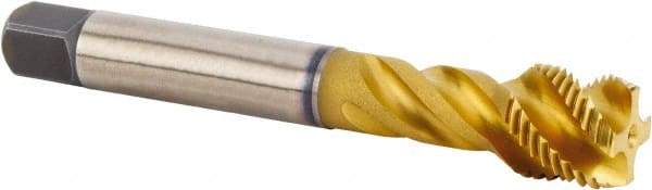 Kennametal - M16x1.50 Metric 4 Flute 6HX Modified Bottoming Spiral Flute Tap - Powdered Metal, TiCN/TiN Finish, 100mm OAL, Right Hand Flute, Right Hand Thread, Series T631 - USA Tool & Supply