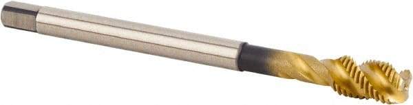 Kennametal - M12x1.25 Metric 4 Flute 6HX Modified Bottoming Spiral Flute Tap - Powdered Metal, TiCN/TiN Finish, 100mm OAL, Right Hand Flute, Right Hand Thread, Series T631 - USA Tool & Supply