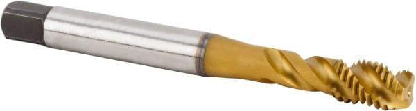 Kennametal - M5x0.80 Metric 3 Flute 6HX Modified Bottoming Spiral Flute Tap - Powdered Metal, TiCN/TiN Finish, 70mm OAL, Right Hand Flute, Right Hand Thread, Series T631 - Exact Industrial Supply