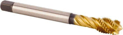 Kennametal - M16x1.50 Metric Fine 4 Flute 6HX Modified Bottoming Spiral Flute Tap - Powdered Metal, TiCN/TiN Finish, 100mm OAL, Right Hand Flute, Right Hand Thread, Series T630 - USA Tool & Supply