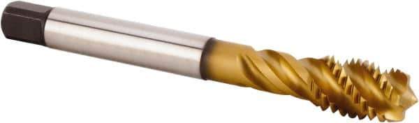 Kennametal - M14x2.00 Metric 4 Flute 6HX Modified Bottoming Spiral Flute Tap - Powdered Metal, TiCN/TiN Finish, 110mm OAL, Right Hand Flute, Right Hand Thread, Series T630 - USA Tool & Supply