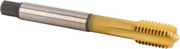 Kennametal - M12x1.75 Metric Coarse 6HX 4 Flute TiCN/TiN Finish Powdered Metal Straight Flute Machine Tap - Bottoming, Right Hand Thread, 110mm OAL, 18mm Thread Length, Oversize - Exact Industrial Supply
