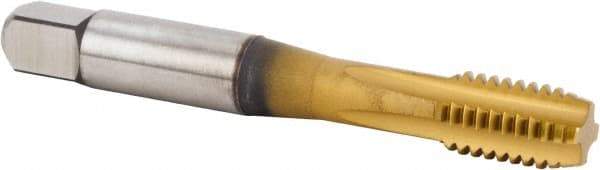 Kennametal - 7/16-14 UNC 3BX 4 Flute TiCN/TiN Finish Powdered Metal Straight Flute Machine Tap - Modified Bottoming, Right Hand Thread, 80.26mm OAL, 18.03mm Thread Length, Oversize - USA Tool & Supply