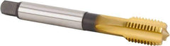 Kennametal - M14x2.00 Metric Coarse 6HX 4 Flute TiCN/TiN Finish Powdered Metal Straight Flute Machine Tap - Modified Bottoming, Right Hand Thread, 110mm OAL, 20mm Thread Length, Oversize - USA Tool & Supply