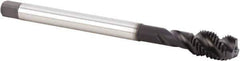 Kennametal - M12x1.25 Metric 4 Flute 6HX Modified Bottoming Spiral Flute Tap - Powdered Metal, TiN/CrC/C Finish, 100mm OAL, Right Hand Flute, Right Hand Thread, Series T631 - USA Tool & Supply