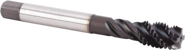 Kennametal - M18x2.50 Metric 4 Flute 6HX Modified Bottoming Spiral Flute Tap - Powdered Metal, TiN/CrC/C Finish, 125mm OAL, Right Hand Flute, Right Hand Thread, Series T631 - USA Tool & Supply