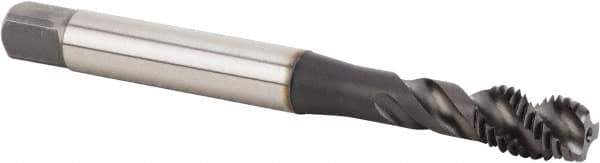 Kennametal - M8x1.25 Metric 3 Flute 6HX Modified Bottoming Spiral Flute Tap - Powdered Metal, TiN/CrC/C Finish, 90mm OAL, Right Hand Flute, Right Hand Thread, Series T631 - Exact Industrial Supply