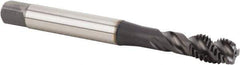 Kennametal - M8x1.25 Metric 3 Flute 6HX Modified Bottoming Spiral Flute Tap - Powdered Metal, TiN/CrC/C Finish, 90mm OAL, Right Hand Flute, Right Hand Thread, Series T631 - Exact Industrial Supply