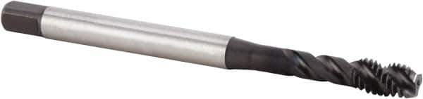 Kennametal - M6x1.00 Metric 3 Flute 6HX Modified Bottoming Spiral Flute Tap - Powdered Metal, TiN/CrC/C Finish, 80mm OAL, Right Hand Flute, Right Hand Thread, Series T631 - USA Tool & Supply