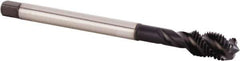 Kennametal - M10x1.25 Metric Fine 3 Flute 6HX Modified Bottoming Spiral Flute Tap - Powdered Metal, TiN/CrC/C Finish, 100mm OAL, Right Hand Flute, Right Hand Thread, Series T630 - USA Tool & Supply