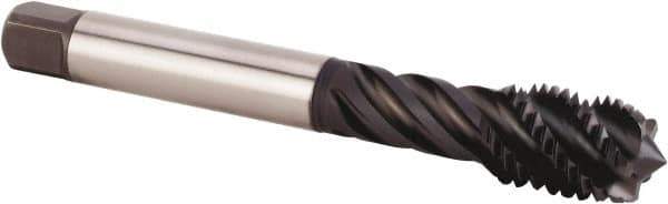Kennametal - M24x3.00 Metric 5 Flute 6HX Modified Bottoming Spiral Flute Tap - Powdered Metal, TiN/CrC/C Finish, 160mm OAL, Right Hand Flute, Right Hand Thread, Series T630 - USA Tool & Supply
