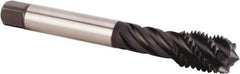 Kennametal - M24x3.00 Metric 5 Flute 6HX Modified Bottoming Spiral Flute Tap - Powdered Metal, TiN/CrC/C Finish, 160mm OAL, Right Hand Flute, Right Hand Thread, Series T630 - USA Tool & Supply