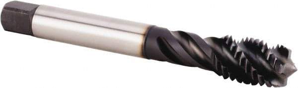 Kennametal - M18x2.50 Metric 4 Flute 6HX Modified Bottoming Spiral Flute Tap - Powdered Metal, TiN/CrC/C Finish, 125mm OAL, Right Hand Flute, Right Hand Thread, Series T630 - USA Tool & Supply