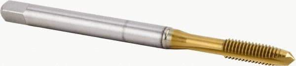 Kennametal - M6x1.00 Metric Coarse, 3 Flute, TiN Finish, Powdered Metal Spiral Point Tap - Plug Chamfer, Right Hand Thread, 80mm OAL, 17mm Thread Length, 6mm Shank Diam, 6HX Class of Fit, Series T600 - Exact Industrial Supply