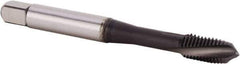 Kennametal - 1/4-20 UNC 3 Flute 2BX Plug Spiral Flute Tap - Powdered Metal, TiN/CrC/C Finish, 63.5mm OAL, Left Hand Flute, Right Hand Thread, Series T620 - Exact Industrial Supply