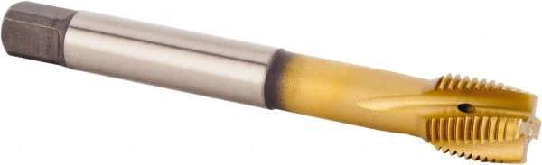 Kennametal - M18x1.50 Metric Fine 4 Flute 6HX Plug Spiral Flute Tap - Powdered Metal, TiCN/TiN Finish, 110mm OAL, Left Hand Flute, Right Hand Thread, Series T621 - USA Tool & Supply