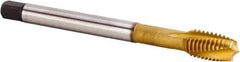 Kennametal - M16x2.00 Metric 4 Flute 6HX Plug Spiral Flute Tap - Powdered Metal, TiCN/TiN Finish, 110mm OAL, Left Hand Flute, Right Hand Thread, Series T620 - USA Tool & Supply