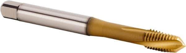 Kennametal - M10x1.50 Metric 3 Flute 6HX Plug Spiral Flute Tap - Powdered Metal, TiCN/TiN Finish, 100.1mm OAL, Left Hand Flute, Right Hand Thread, Series T620 - USA Tool & Supply